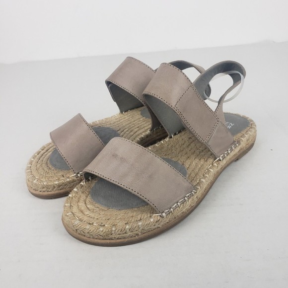 Eileen Fisher Max Womens Leather Ankle Strap Espadrilles Sandals cement grey 6 - Picture 1 of 14